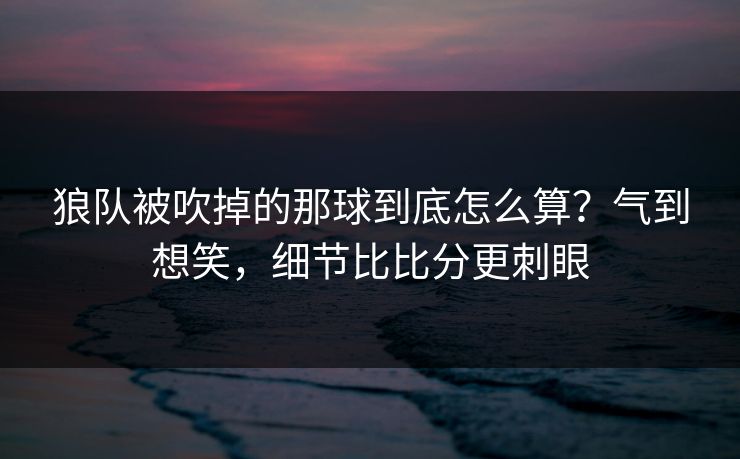 狼队被吹掉的那球到底怎么算？气到想笑，细节比比分更刺眼